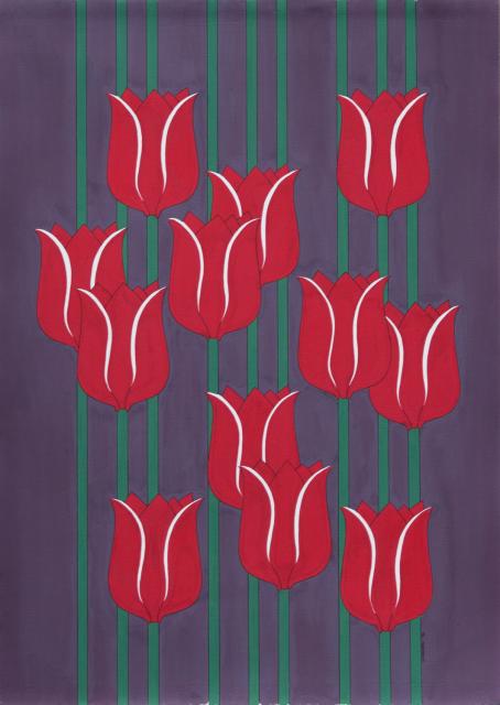 12 rode tulpen .